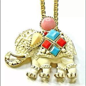 Vintage Park Lane Elephant Pendant Brooch 23” Gold Plated Chain